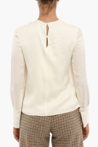 Silk Long Sleeved Blouse With Draping