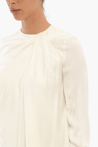 Silk Long Sleeved Blouse With Draping