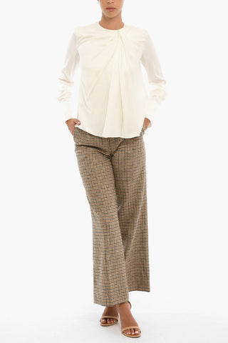Silk Long Sleeved Blouse With Draping