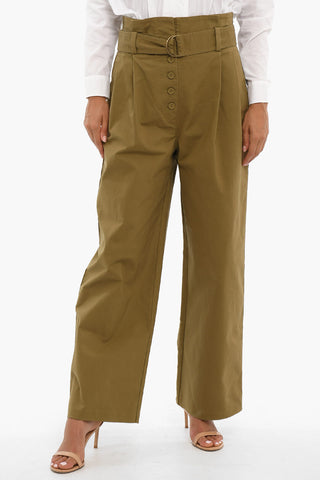 Belted High-waisted Wide Fit Pants