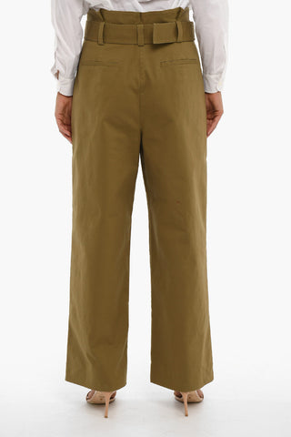 Belted High-waisted Wide Fit Pants