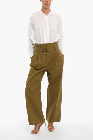 Belted High-waisted Wide Fit Pants