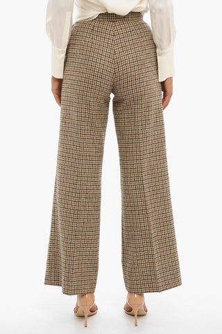 Pleated Wool Houndstooth Pants