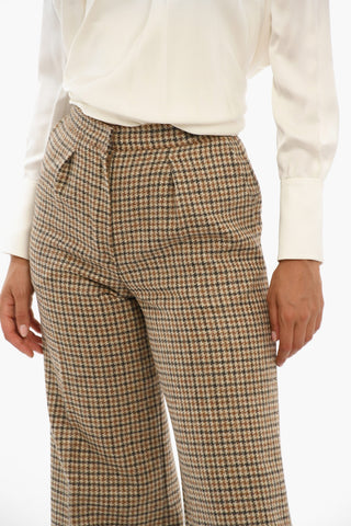 Pleated Wool Houndstooth Pants