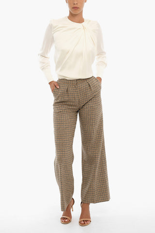 Pleated Wool Houndstooth Pants