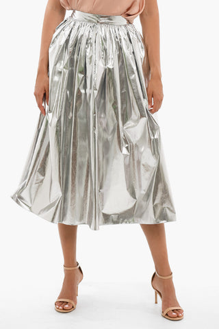 High-Waisted Metallized Maxi Skirt