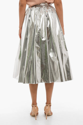 High-Waisted Metallized Maxi Skirt
