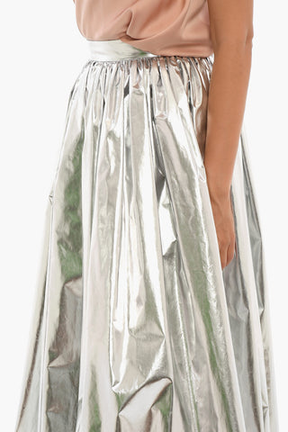 High-Waisted Metallized Maxi Skirt