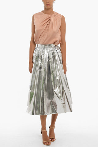 High-Waisted Metallized Maxi Skirt
