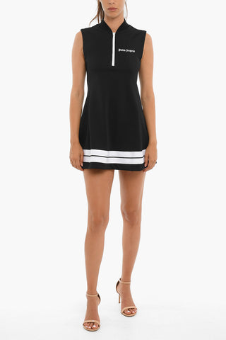 Sleeveless ZIPPED Dress With Constrasting Bands