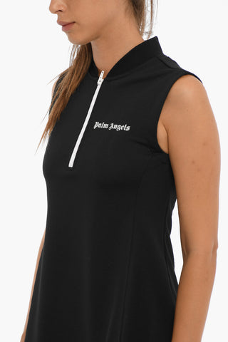 Sleeveless ZIPPED Dress With Constrasting Bands