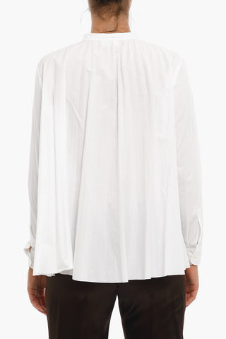 Camicia Plissettata A Maniche Lunghe Con Collo A Fiocco