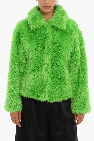 Hooded Zipped Faux-fur Coat