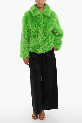 Hooded Zipped Faux-fur Coat