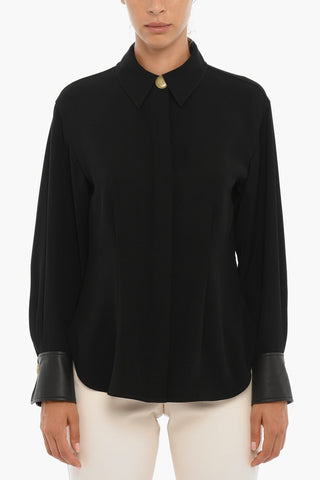 Long Sleeved shirt With faux Leather Cuffs