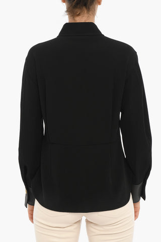 Long Sleeved shirt With faux Leather Cuffs
