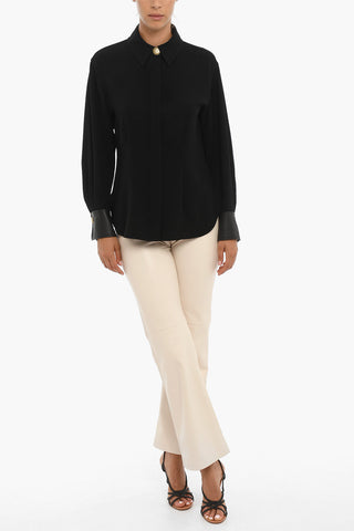 Long Sleeved shirt With faux Leather Cuffs