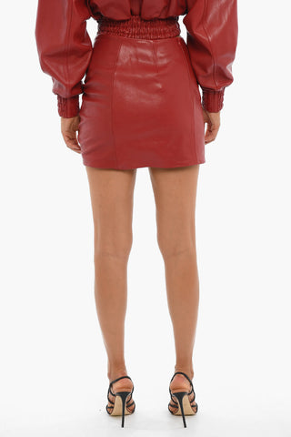 Rouched WISHAW Leather Mini Skirt