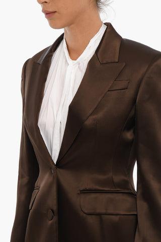 Giacca In Satin Foderata Doppiopetto Con Tasche Ad Aletta