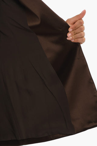 Giacca In Satin Foderata Doppiopetto Con Tasche Ad Aletta