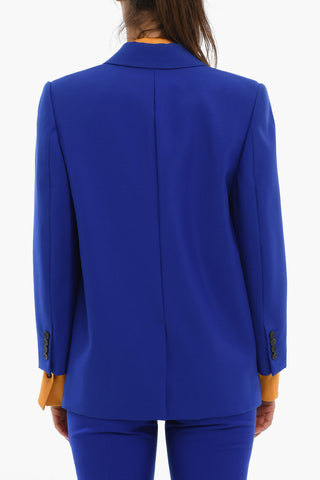 Lined Double Breasted Blazer With Flap Pockets