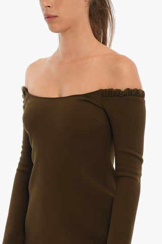 Long Sleeved Dress With Wide Neckline