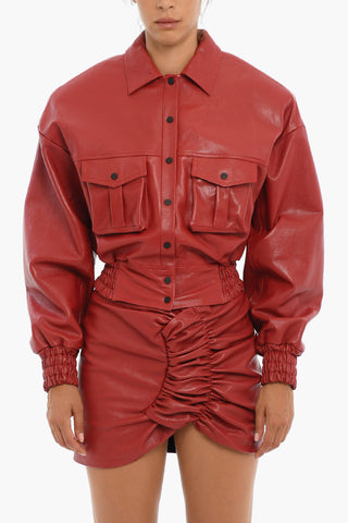 Blouson fit Cropped Leather Jacket