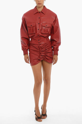 Blouson fit Cropped Leather Jacket