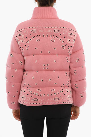 Turtleneck Puffer Jacket with Bandana Pattern