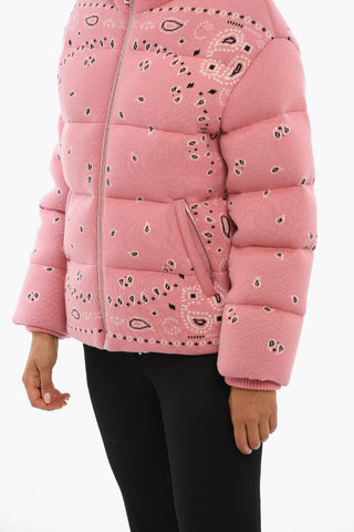 Turtleneck Puffer Jacket with Bandana Pattern