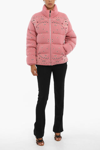 Turtleneck Puffer Jacket with Bandana Pattern