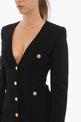 Vestito Blazer TWEED BOUCLE Con Bottoni Gioiello