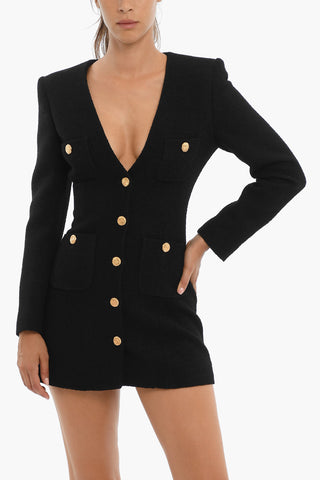 Vestito Blazer TWEED BOUCLE Con Bottoni Gioiello