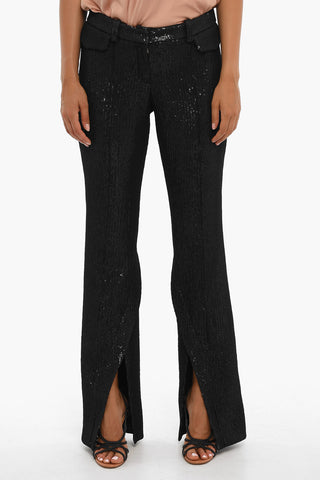 Sequined ELJAS Pants With Front Slits