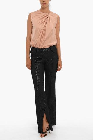 Sequined ELJAS Pants With Front Slits