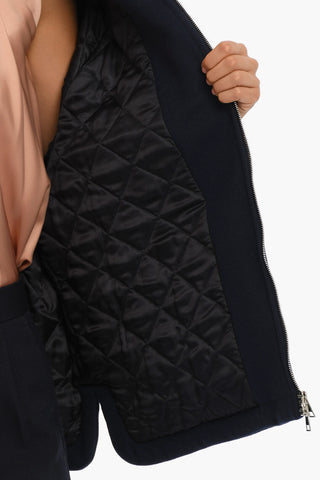 Padded Wool Zipped Coat With Fur Lined Hood