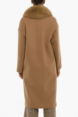 Double Breasted Wool Coat With Fur Collar