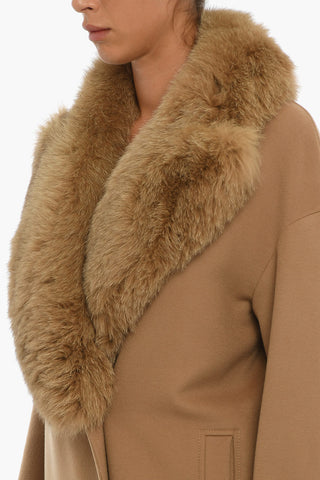 Double Breasted Wool Coat With Fur Collar