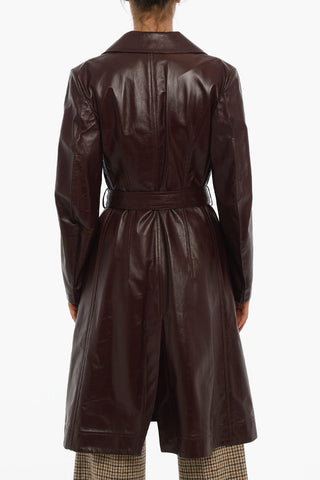 Belted Leather Double Breasted Trench