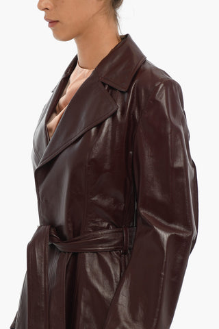 Belted Leather Double Breasted Trench