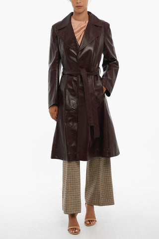 Belted Leather Double Breasted Trench
