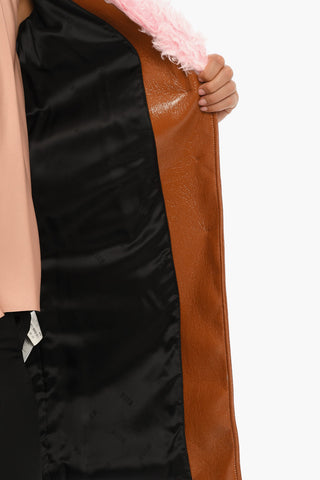 Vegan Leather Coat With Faux-fur Details