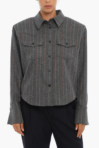 Tweed Shirt With Shoulder Pads