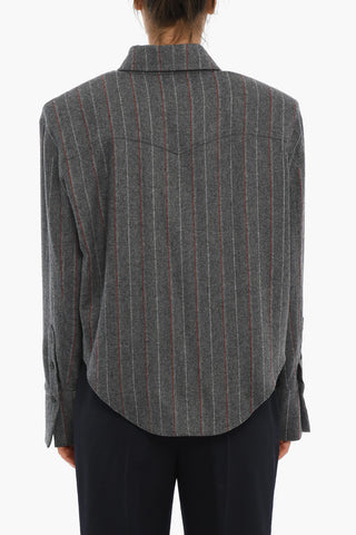 Tweed Shirt With Shoulder Pads