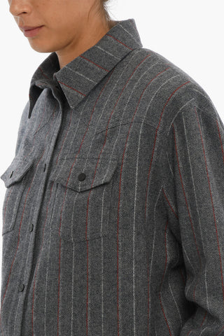 Tweed Shirt With Shoulder Pads