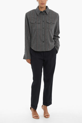 Tweed Shirt With Shoulder Pads