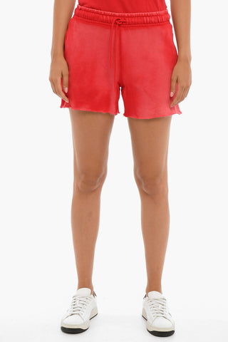 Shorts In Cotone Garzato Con Fondo A taglio Vivo