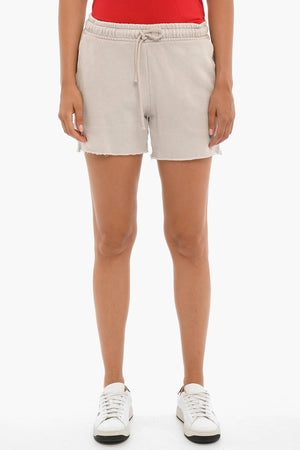 Shorts In Cotone Garzato Con Fondo A taglio Vivo
