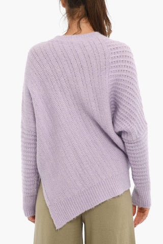 Wool Blend Asymmetric Crewneck Sweater