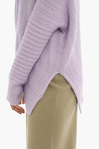 Wool Blend Asymmetric Crewneck Sweater